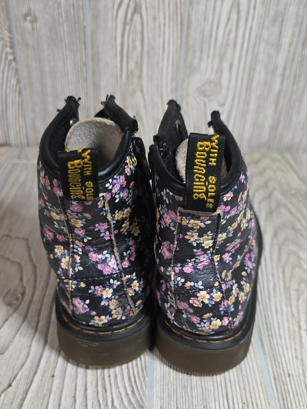 Dr. Martens 1460 Mini Tydee Black Meadow Floral Combat Boots Kids Size 13